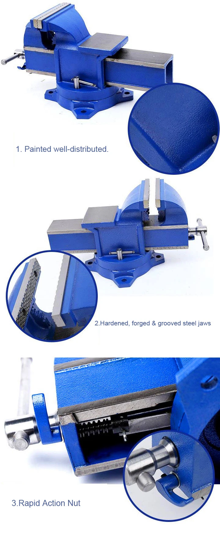 5&prime;&prime;/125mm Quick-Release Bench Vise Swivel Base with Anvil